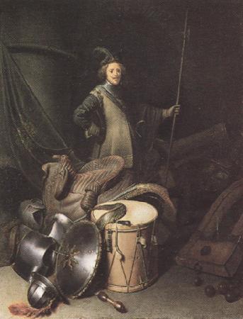 Gerrit Dou Standing Soldier with Weapons (mk33) oil painting image